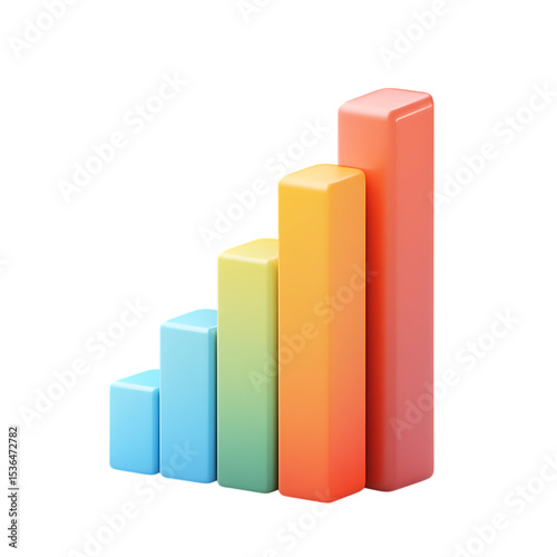PNG Rainbow Progress Bar Visualizing Growth  Success with 3D Chart against transparent Background