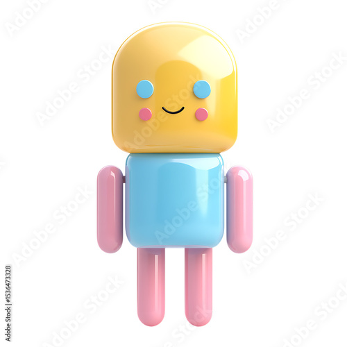 PNG Charming 3D Render PastelColored Robot Character Design against transparent Background