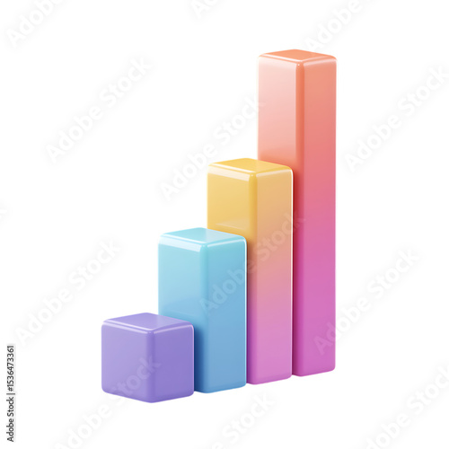 PNG Growth Chart Colorful 3D Blocks Representing Business Success and Progress against transparent Background