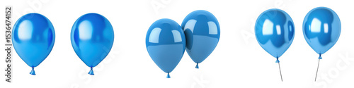 Elegant blue balloons floating in the air, perfect for celebrations and special events., transparent background