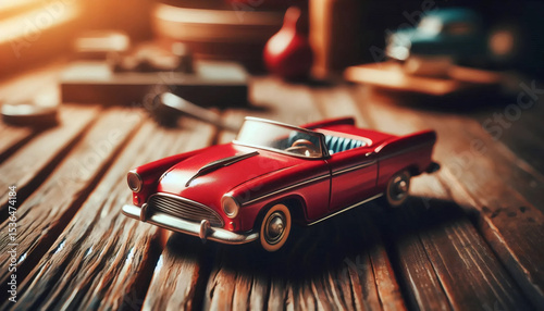A wind-up vintage toy car, Ai generated image