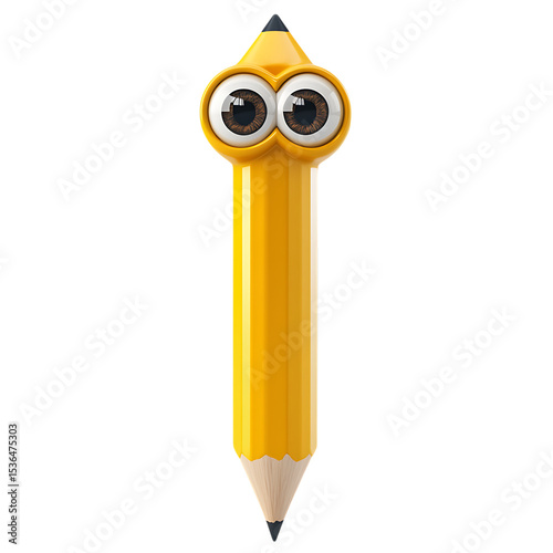 PNG Googly Eyed Pencil Fun Stationery Back to School Illustration Creative Writing Supplies Cute Pencil Character against transparent Background