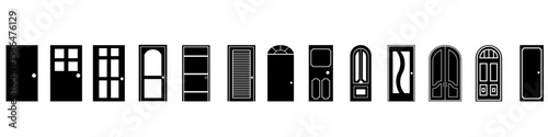 Door vector icon set. entry illustration sign collection. room symbol. exit logo. Closed door web icons.
