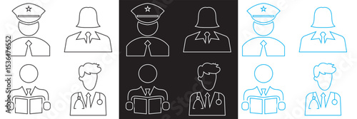 Professions icon . Vector for websites, mobile interfaces, presentations, banner, visual branding etc. Vector illustration. isolated on white and black background. EPS 10