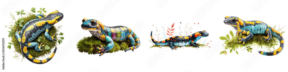 Fototapeta premium Vibrant Colorful Reptiles Exploring the Natural Environment