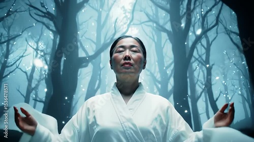 Wallpaper Mural Serene Meditation- Woman in Forest, Spiritual Harmony Torontodigital.ca