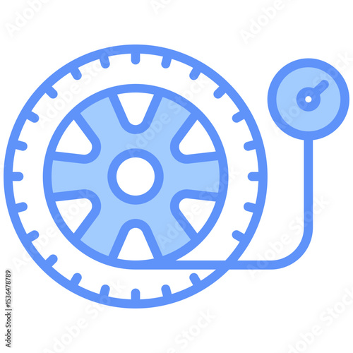 Tire Pressure Outline Blue Color Icon