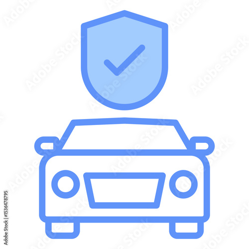 Car Insurance Outline Blue Color Icon