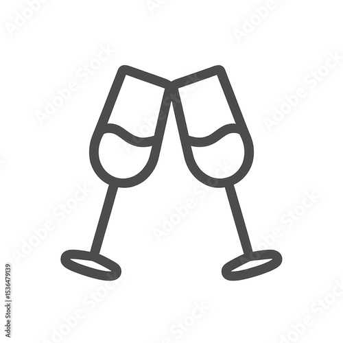 Icon Champagne glasses clink during the celebration. 