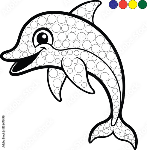 Colorful vector cartoon illustration of a fish swimming in the ocean, perfect for a marine life design or logo