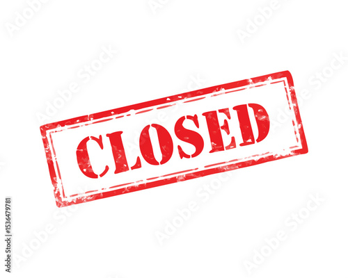 Red "CLOSED" Stamp with Bold Letters Indicating Closure or Unavailability