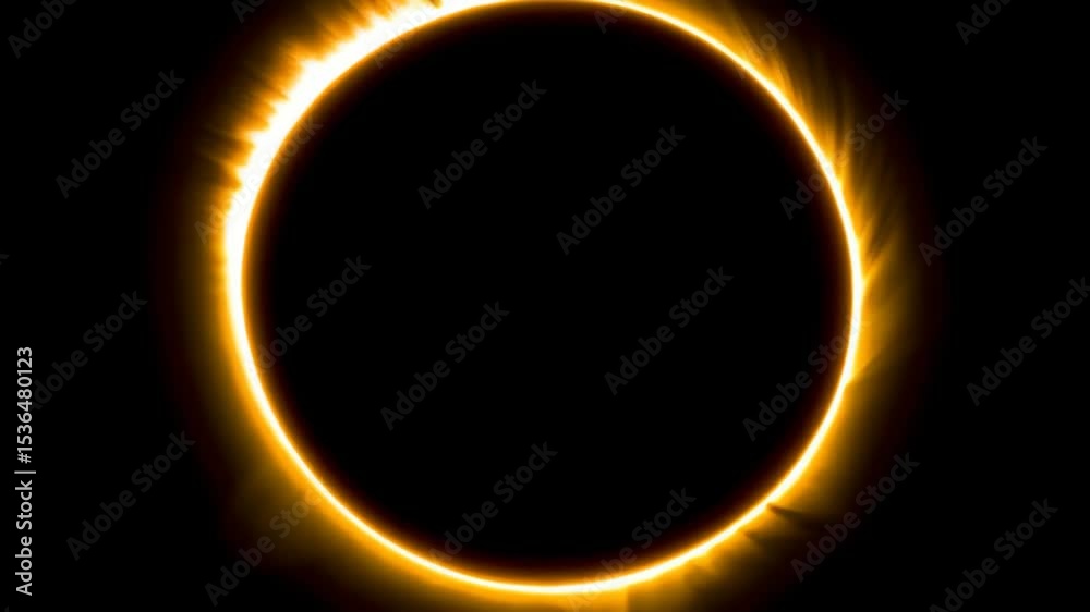 Glowing celestial solar eclipse with bright corona on black background, astronomical phenomenon of sun behind the moon