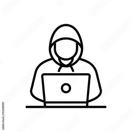 Computer Hacker icon a simple line art vector illustration for cybersecurity.