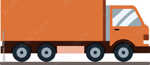 Flat Design Orange Delivery Truck Illustration PNG