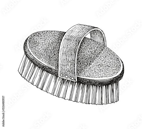 Hand drawn brush for horse grooming