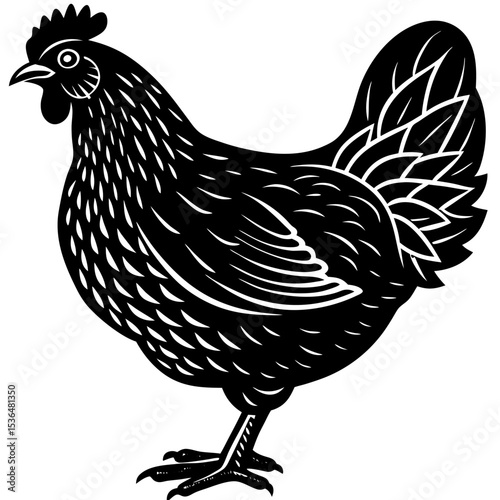 Black silhouette of a hen farm animal vector graphic