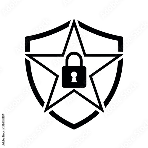Secure shield star lock icon protection safety