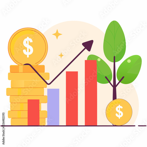 Sustainable Business Prosperity: Illustrating Revenue Growth, Financial Increase, and Investment Returns with Upward Trends