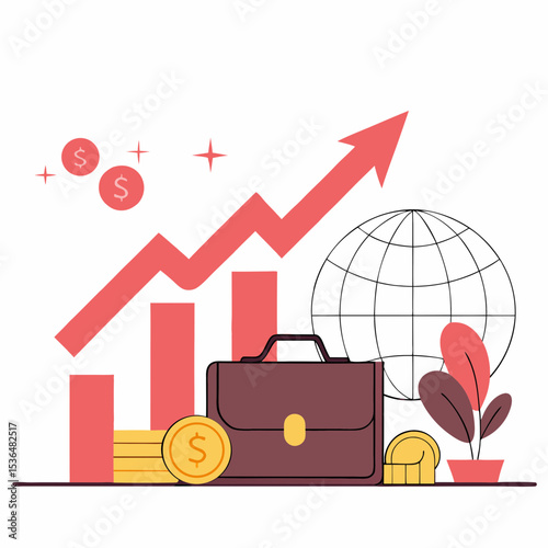 Optimizing Global Financial Performance: Illustrating Money Management, Economic Growth, and Business Development Vector