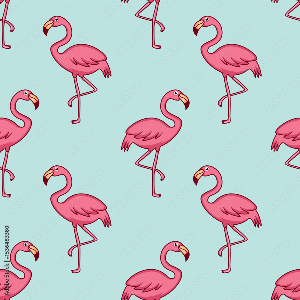 Obraz premium pink flamingo seamless pattern