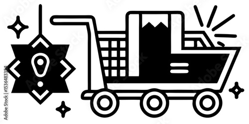 Shopping cart sale tag and payment method icons