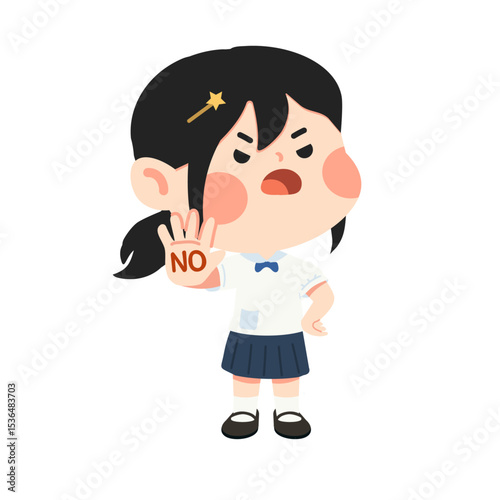 Kid Girl Gesturing No Illustration