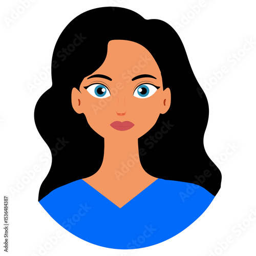 Wallpaper Mural Flat Vector Avatar of Woman with long Hair and Blue Shirt -  png element Torontodigital.ca