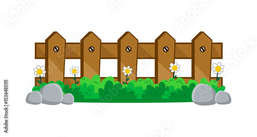 wooden fence garden yard illustration vector