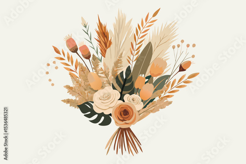 A stylish bouquet of flowers featuring calming neutral tones and intricate floral details, ideal for decor, invitations, or seasonal themes, exuding a soft yet elegant floral charm.
