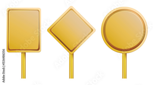 Yellow road sign, with isolated white background, blank road sign for marketing, social media post, etc