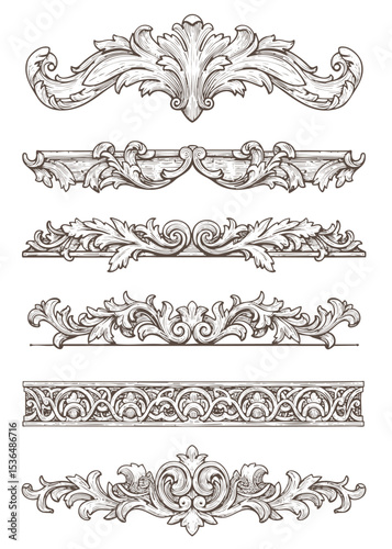 Vintage Baroque Victorian frame border flower pattern vector floral engraved scroll ornament leaf retro decorative design. filigree calligraphic heraldic shield swirl