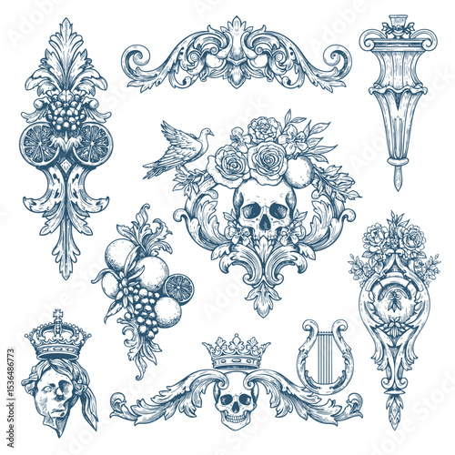 Hand drawn vector retro ornaments