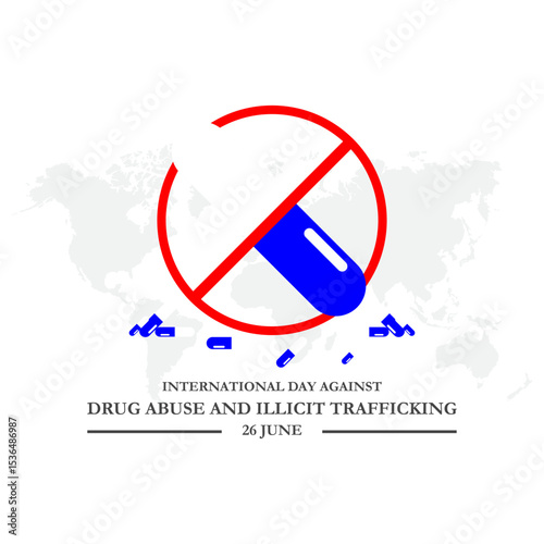 International Day Against Drug Abuse and Illicit Trafficking on 26 June Banner Background. Horizontal Banner Template Design. Vector Illustration