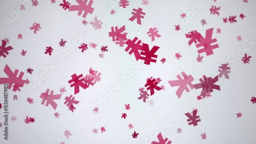 Japanese yen symbols hovering on a white background, concept of financial or currency transactions