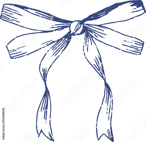 Vintage Vector Bow, suitable for the design of printed products, banners, invitations, weddings, birthday parties in vintage style.