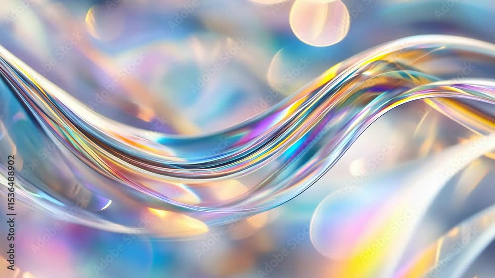 Abstract colorful waves with light refractions and bokeh effects.