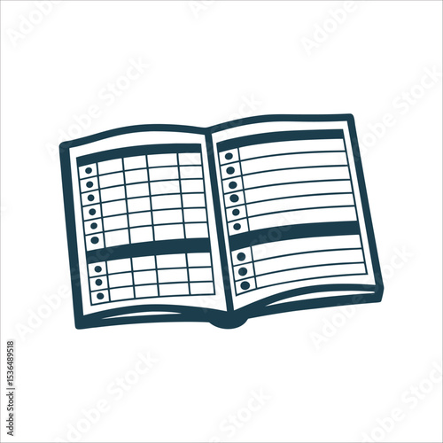 Open Cricket Scorebook Illustration with Lines Cricket Scorebook Open page lines