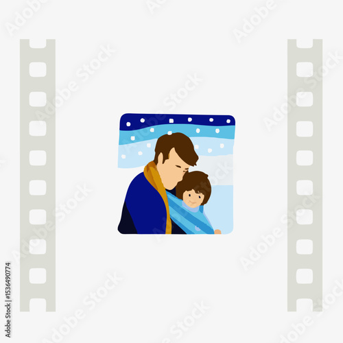 Father Embracing Child – Emotional Family Moment Vector Illustration