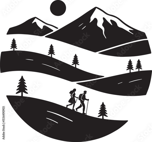 Couple Hiking in Mountains