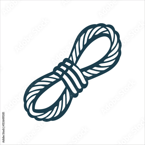 Twisted Rope Outline Icon, Boundary Cord Vector Boundary Rope Twisted cord outline