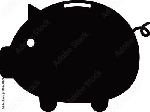 ブタの貯金箱　モノトーン