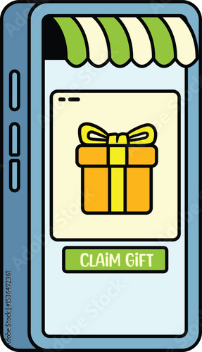 Gift reward popup on mobile screen illustration