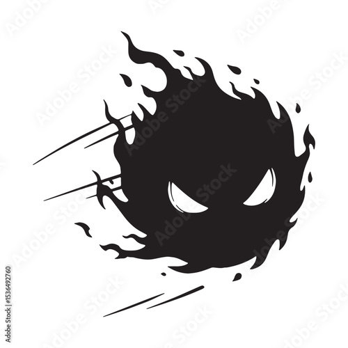 Ghostly Dark Will-o'-the-wisp Floating Light Silhouette Outline, Shining Softly in the Air - will-o'-the-wisp silhouette - will-o'-the-wisp vector - silhouette of will-o'-the-wisp 
