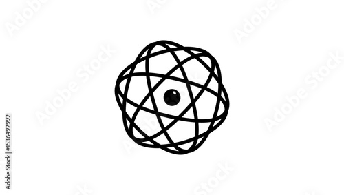 atom sign, black isolated silhouette