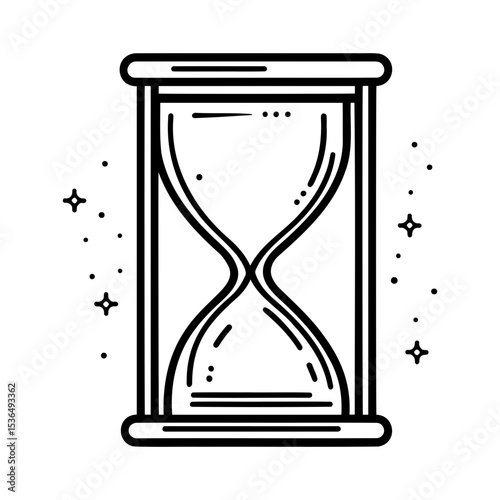 Vector illustration of an antique sandglass timer icon with flowing sand, hourglass icon