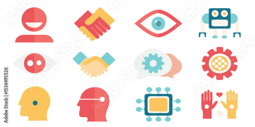 Artificial intelligence icons AI technology machine learning automation industry innovation future vision
