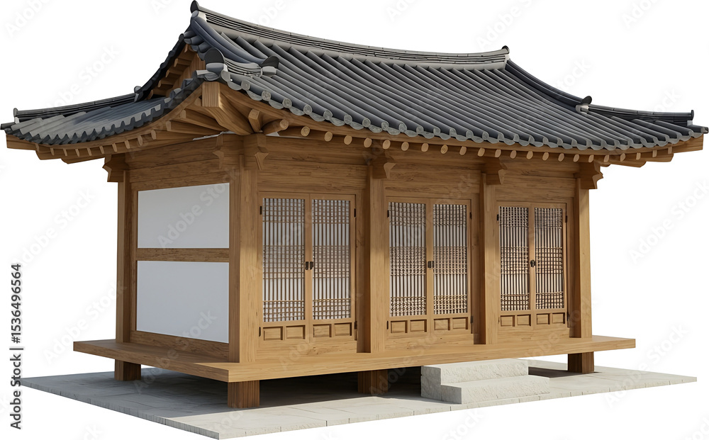 Fototapeta premium 전통 한옥 일러스트 : Traditional Hanok Illustration 