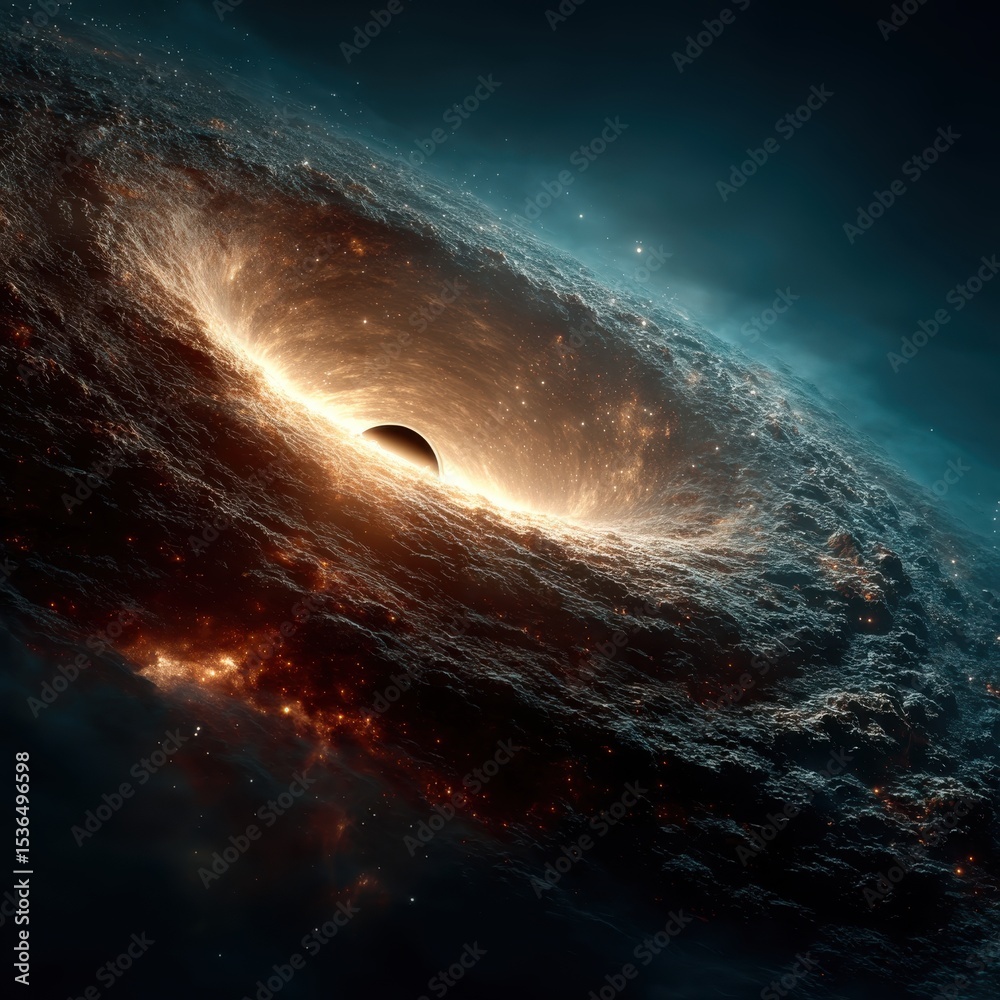 Fototapeta premium Massive Black Hole in Deep Space Pulling in Stars and Galaxy Matter space galaxy stars universe dark