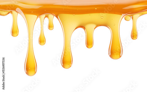 Dripping honey isolated on transparent white background, PNG file