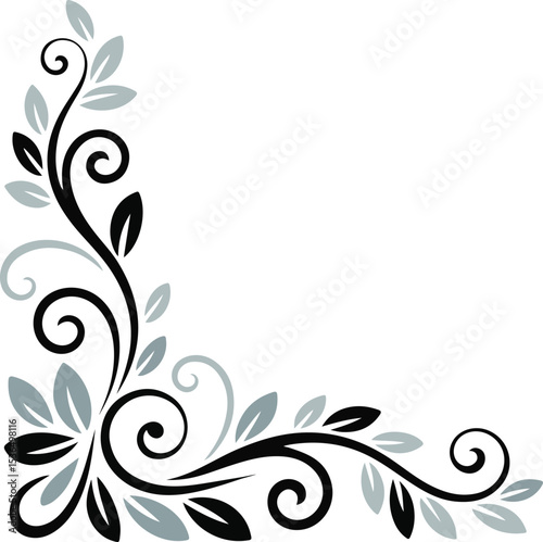 Elegant Floral Corner Design  Vector Ornament for Borders
